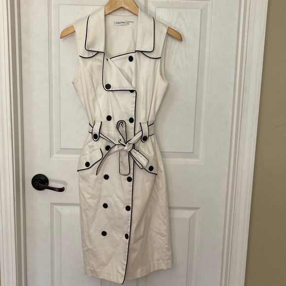 Calvin Klein Double-Breasted Trench Dress size 8 midi - Picture 2 of 14